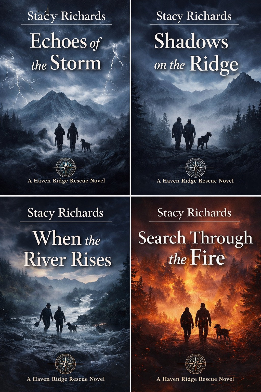 Haven Ridge Rescue book covers featuring all four novels in the series